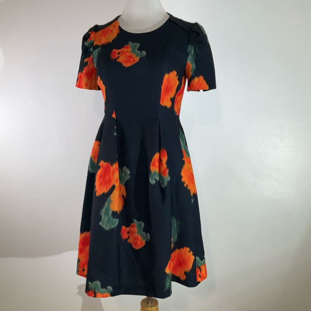 McGinn by Anthropologie Orange A-Line Puff Sleeve Midi Dress - Picture 2 of 12